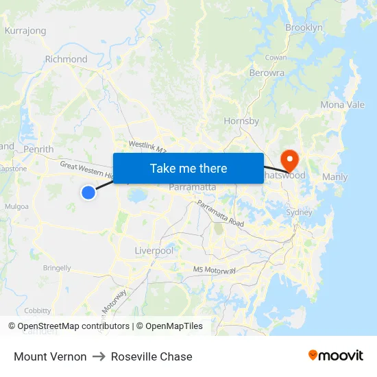 Mount Vernon to Roseville Chase map