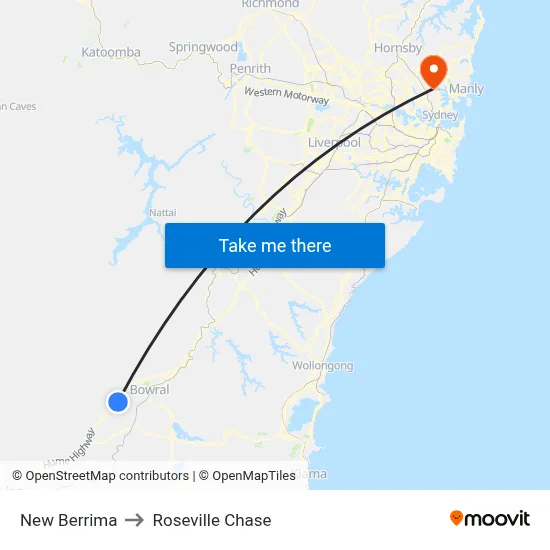 New Berrima to Roseville Chase map