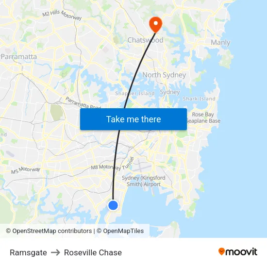 Ramsgate to Roseville Chase map
