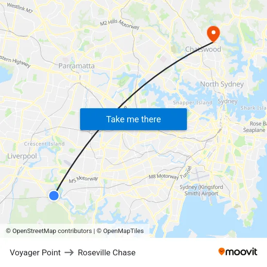 Voyager Point to Roseville Chase map