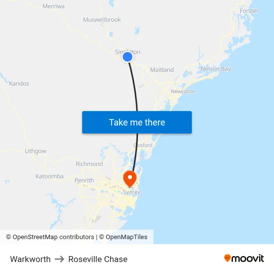 Warkworth to Roseville Chase map