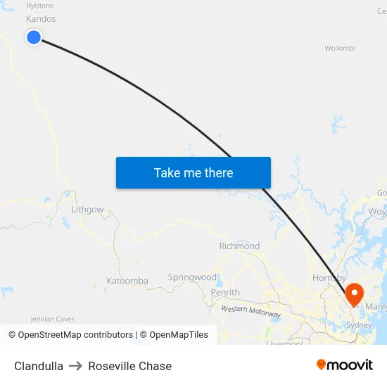 Clandulla to Roseville Chase map