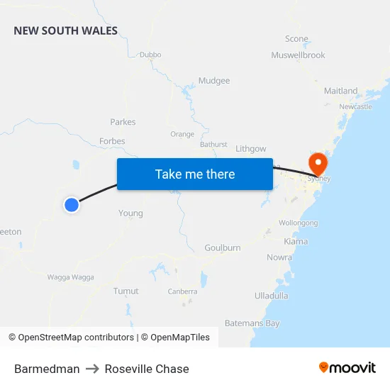 Barmedman to Roseville Chase map