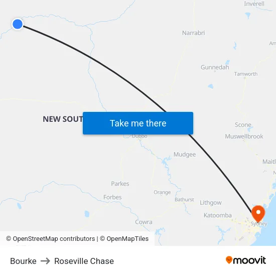 Bourke to Roseville Chase map