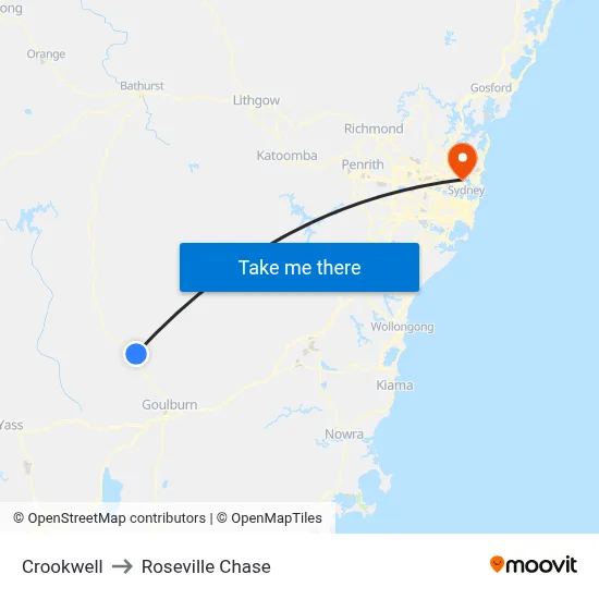 Crookwell to Roseville Chase map