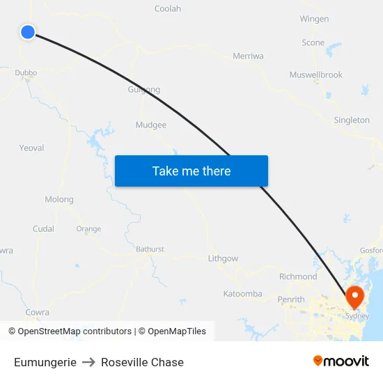 Eumungerie to Roseville Chase map