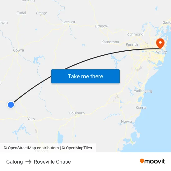 Galong to Roseville Chase map