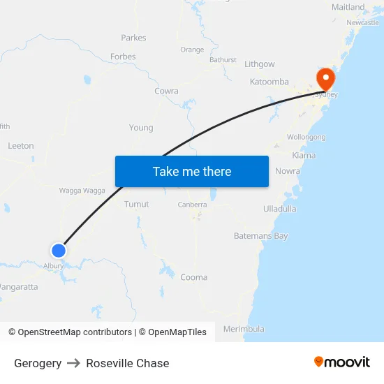 Gerogery to Roseville Chase map