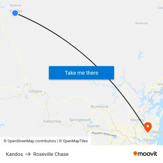 Kandos to Roseville Chase map