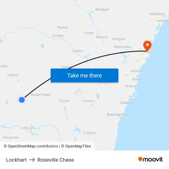Lockhart to Roseville Chase map