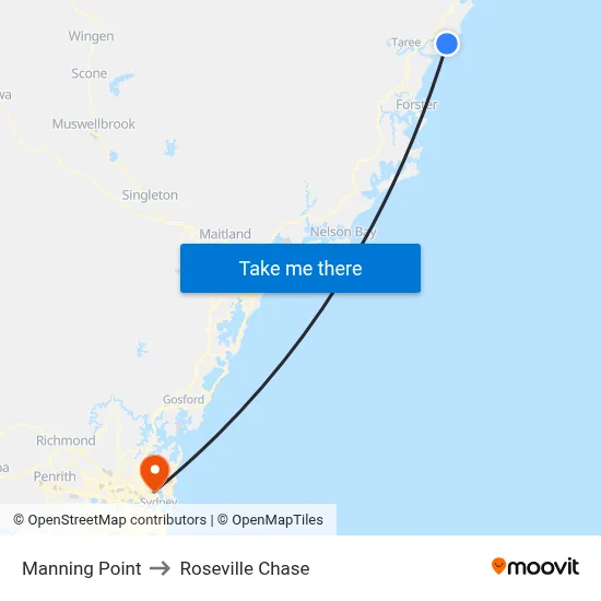 Manning Point to Roseville Chase map