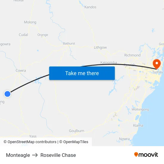 Monteagle to Roseville Chase map