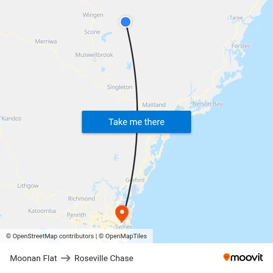 Moonan Flat to Roseville Chase map