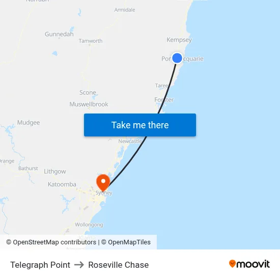 Telegraph Point to Roseville Chase map