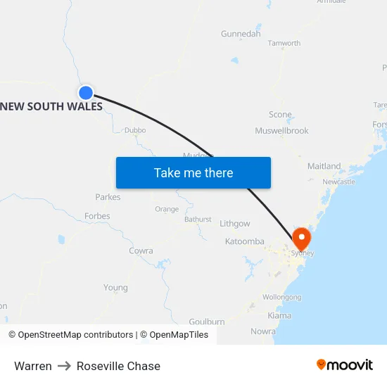 Warren to Roseville Chase map