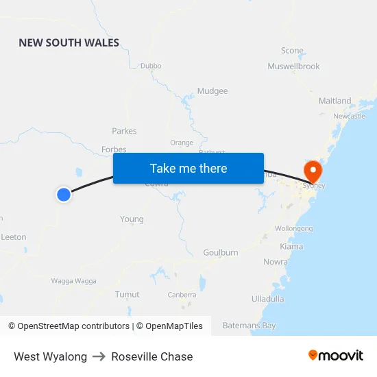 West Wyalong to Roseville Chase map