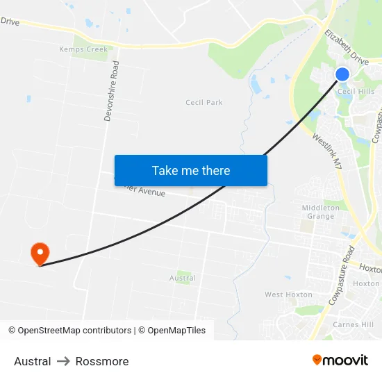 Austral to Rossmore map