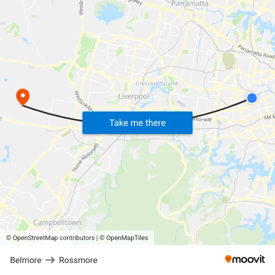 Belmore to Rossmore map