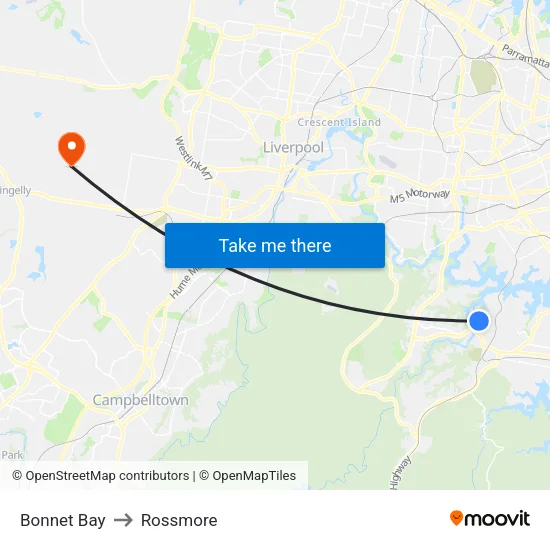 Bonnet Bay to Rossmore map