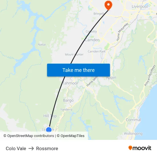 Colo Vale to Rossmore map