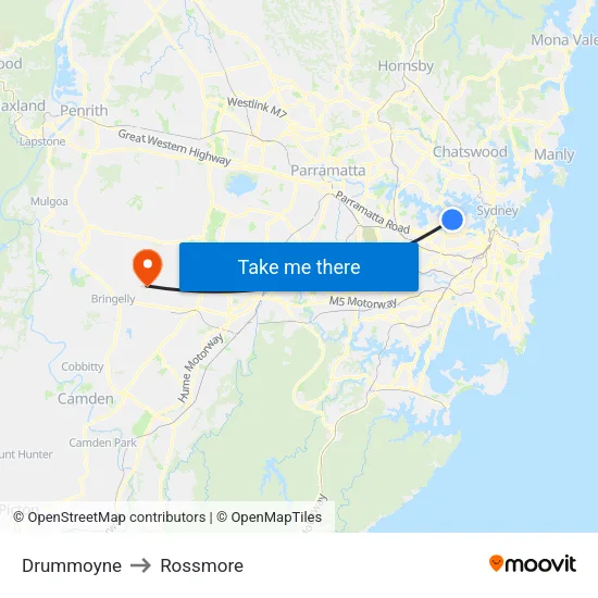Drummoyne to Rossmore map