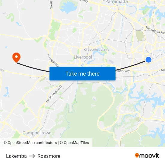 Lakemba to Rossmore map