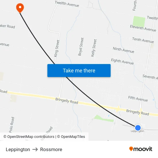 Leppington to Rossmore map