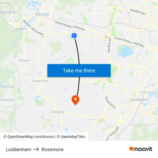 Luddenham to Rossmore map