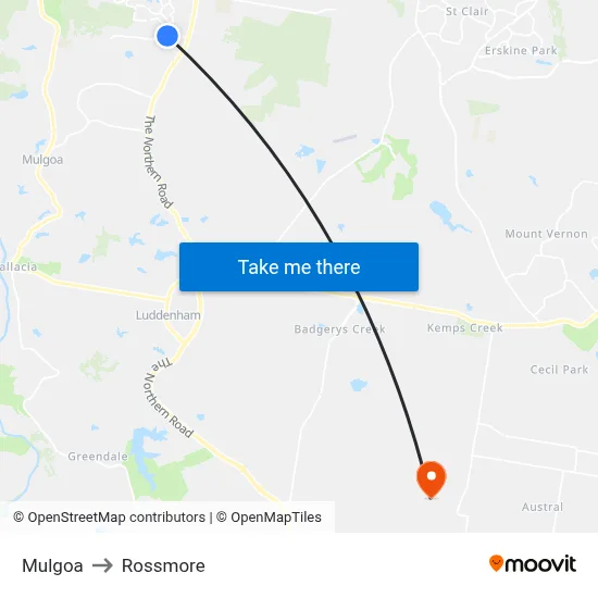 Mulgoa to Rossmore map