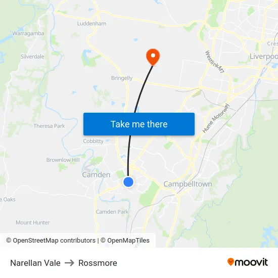 Narellan Vale to Rossmore map