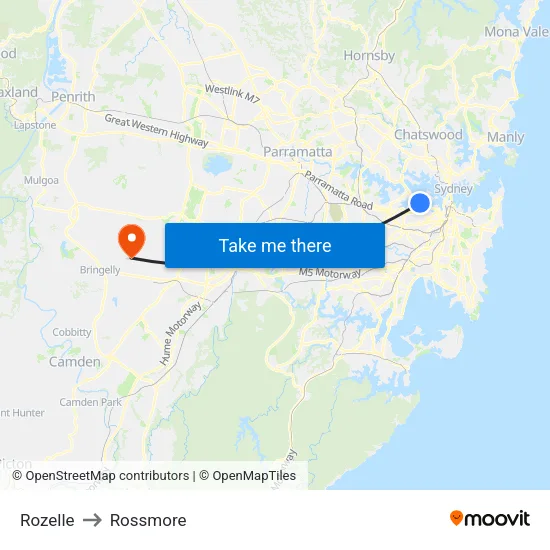 Rozelle to Rossmore map