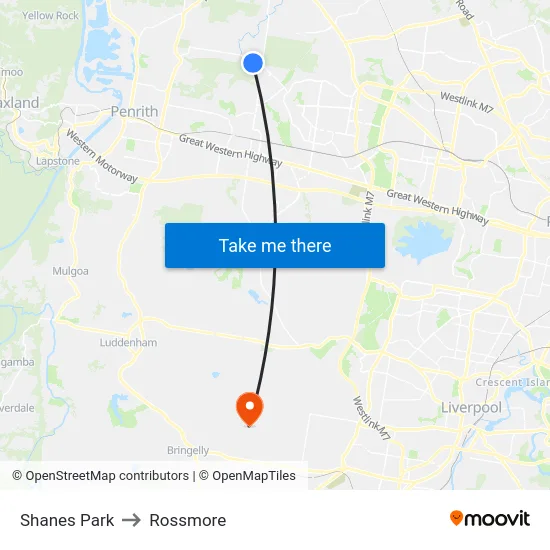 Shanes Park to Rossmore map