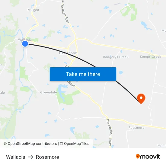 Wallacia to Rossmore map