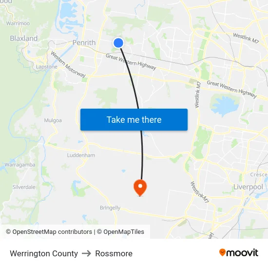 Werrington County to Rossmore map