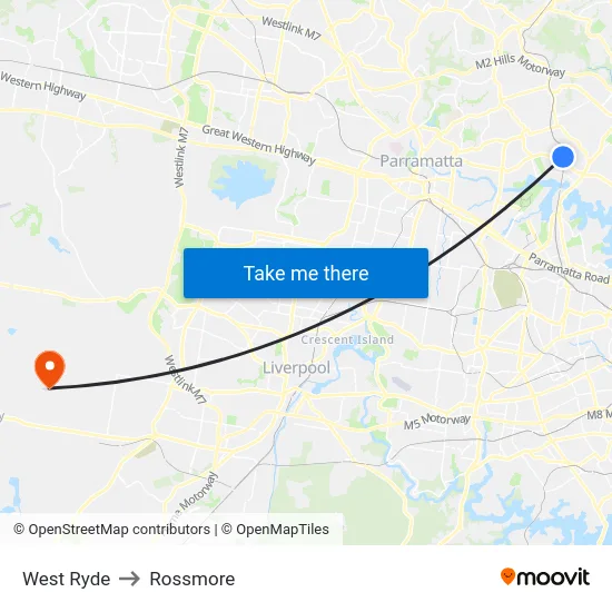 West Ryde to Rossmore map