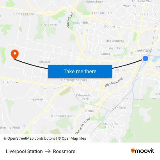 Liverpool Station to Rossmore map