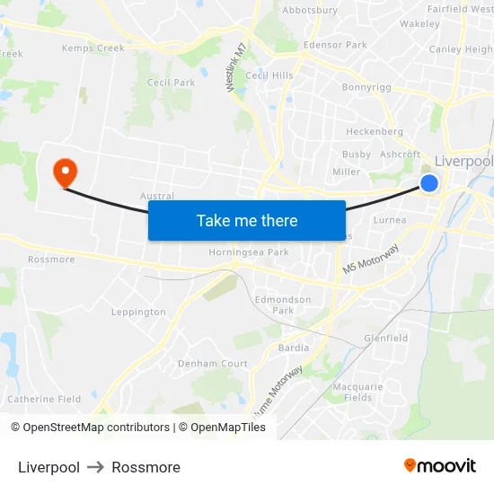 Liverpool to Rossmore map
