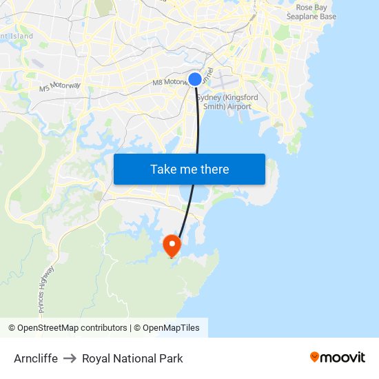 Arncliffe to Royal National Park map