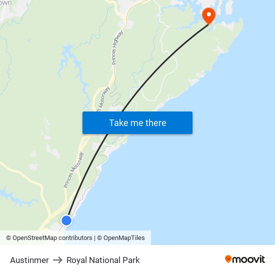 Austinmer to Royal National Park map