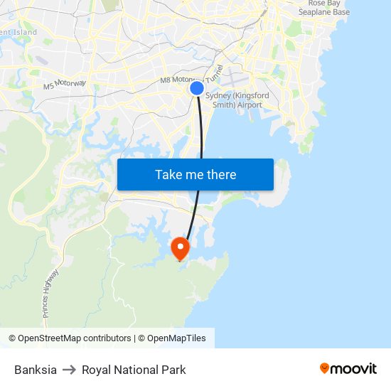 Banksia to Royal National Park map