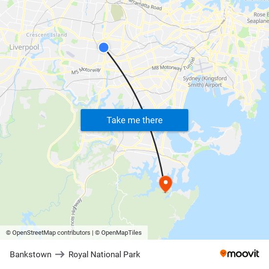 Bankstown to Royal National Park map