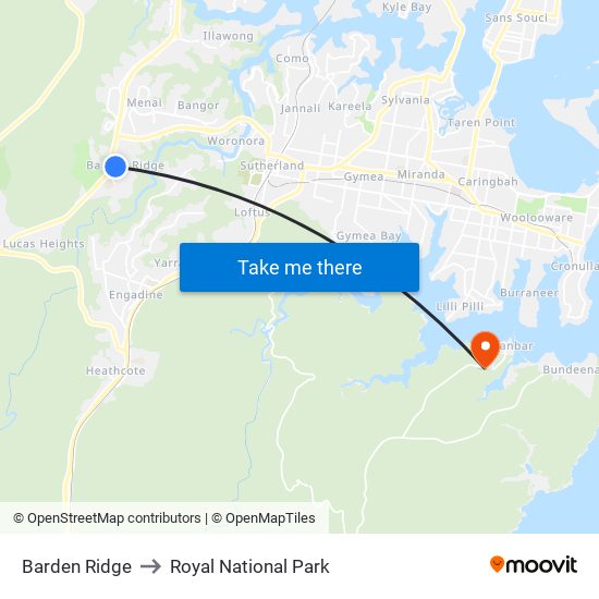 Barden Ridge to Royal National Park map