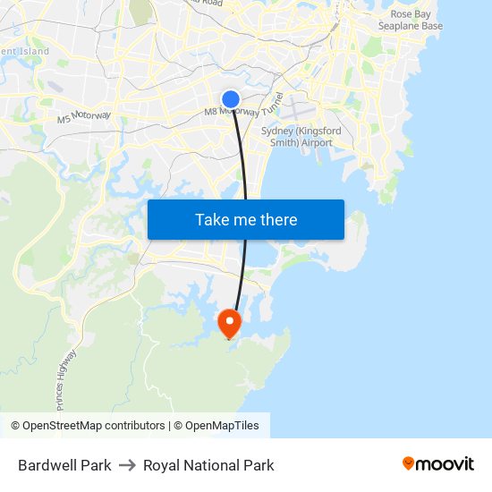 Bardwell Park to Royal National Park map