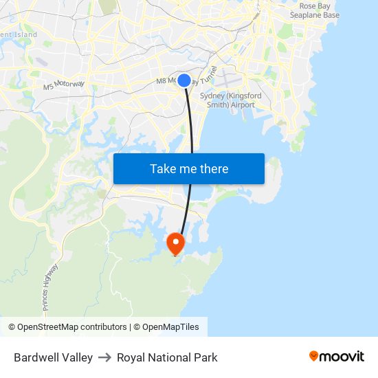 Bardwell Valley to Royal National Park map