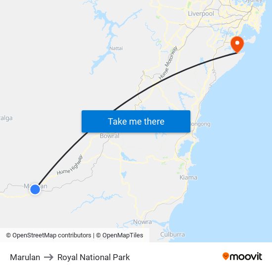Marulan to Royal National Park map