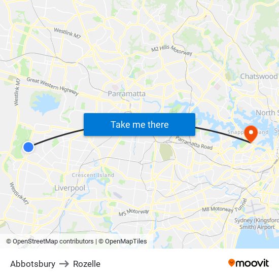 Abbotsbury to Rozelle map