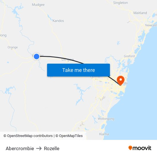 Abercrombie to Rozelle map