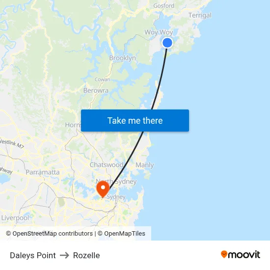 Daleys Point to Rozelle map