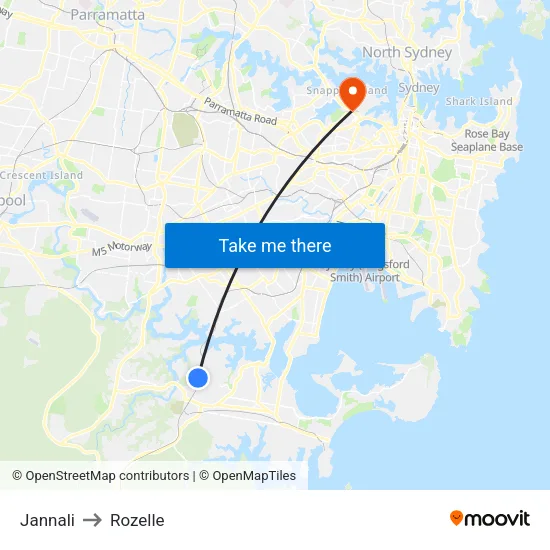 Jannali to Rozelle map
