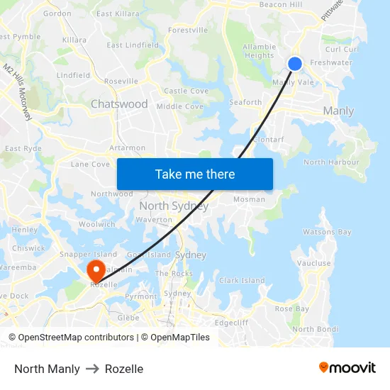 North Manly to Rozelle map